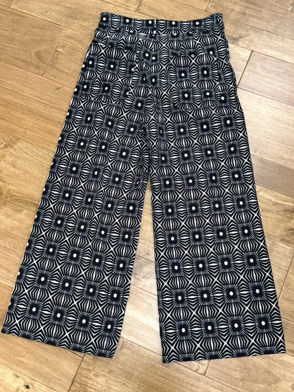 Anthropologie Maeve The Ettie High-Rise Crop Wide-Leg Pants In Geometric Print - Picture 6 of 16